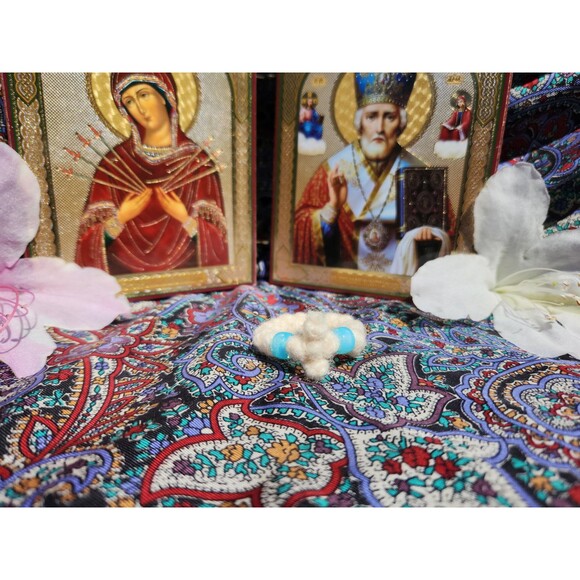 Handmade Mini Chotki Finger Prayer Rope 12 Knot Shetland Wool Orthodox Christian - Picture 2 of 5